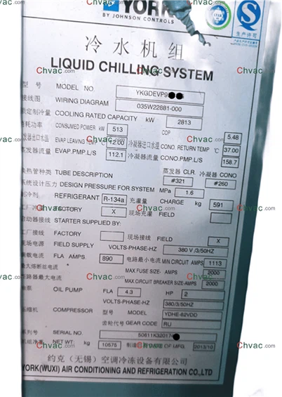 Penyejuk Sejuk Air York YK 2813KW